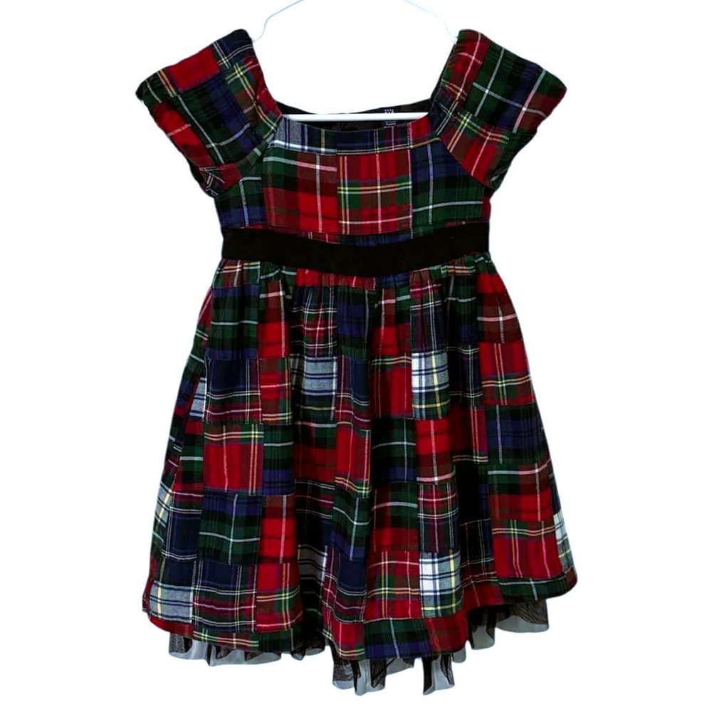 EUC Baby Gap Toddler Girls Size 4T 4 Short Sleeve Red Madras Plaid Holiday Dress